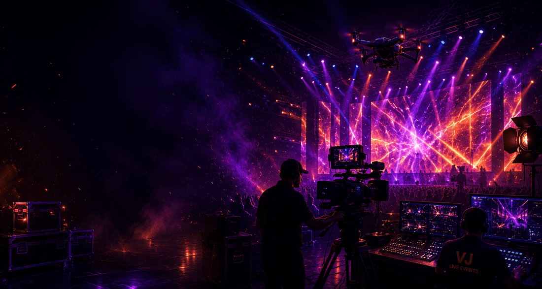Photographer at work behind a stage light